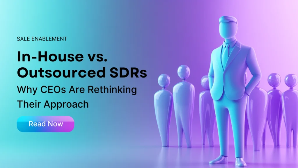 Blog banner showing inhouse sales team vs outsourced sdr