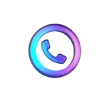 A 3d blue and purple phone icon inside a circle