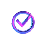 A 3d blue and purple yes icon inside a circle