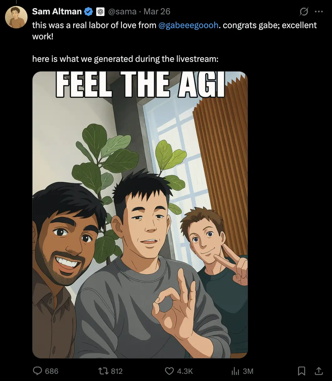 Sam Altman jumping on the Ghibli Art Trend