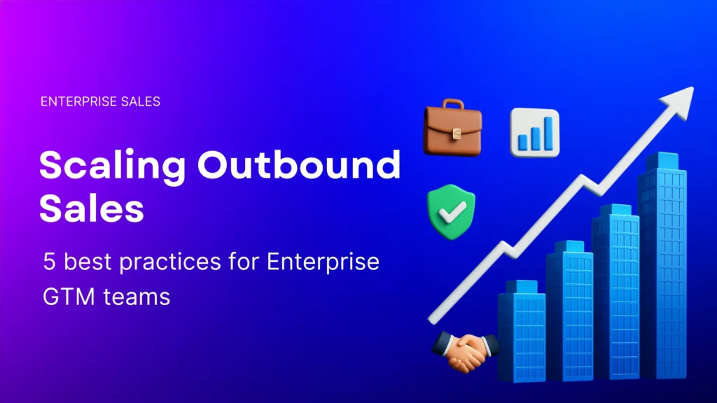 an upward trend chart and icons showing outbound sales methods for enterprise GTM teams