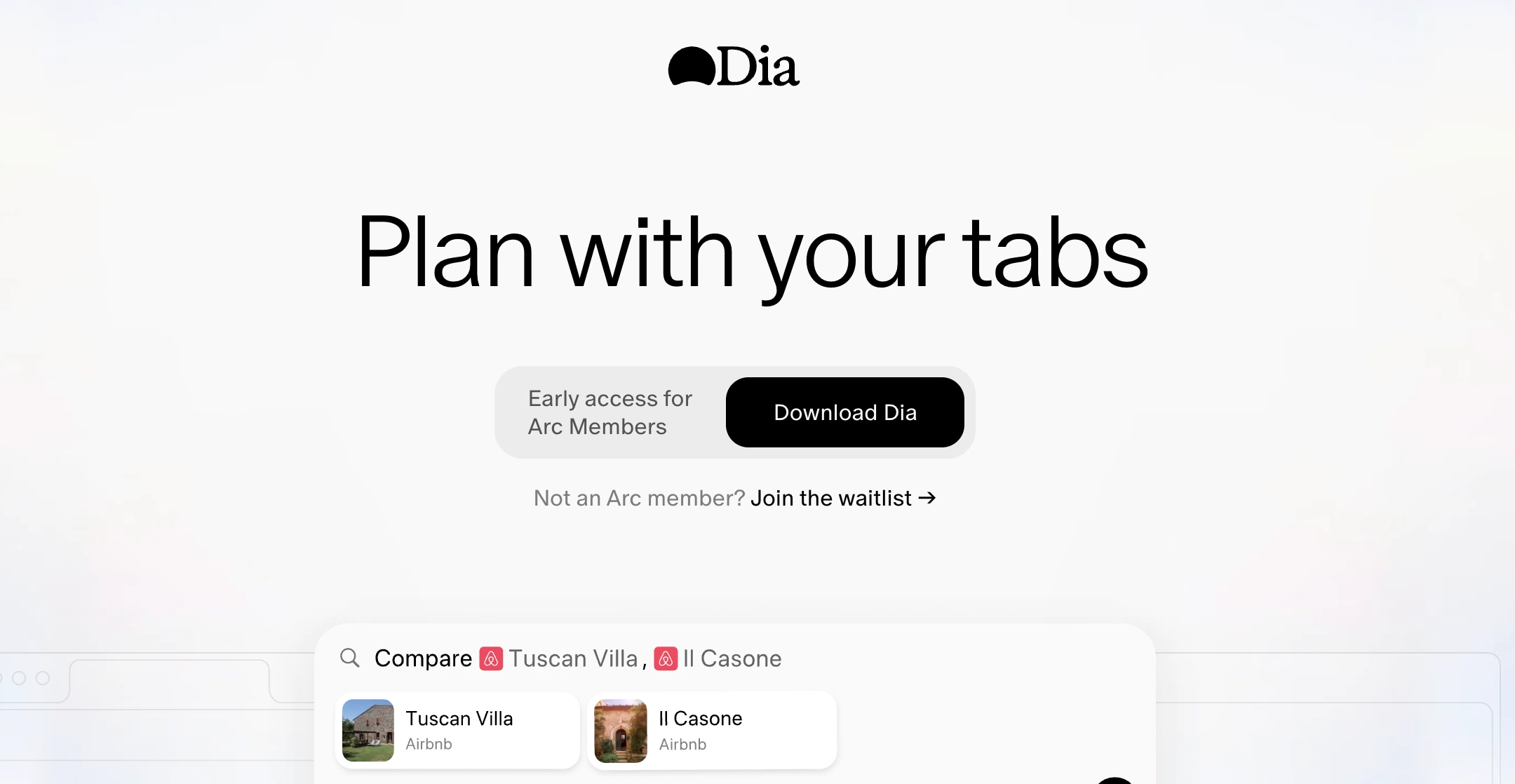 The AI web browser Dia from The Browser Company