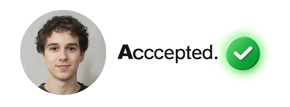 A digital LinkedIn-style notification showing a profile photo of a smiling man next to the word “Accepted” with a glowing green checkmark.