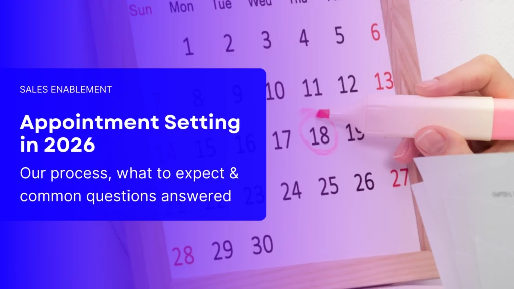 Appointment setting in 2026 sales enablement banner showing calendar date highlighted for scheduled business meeting